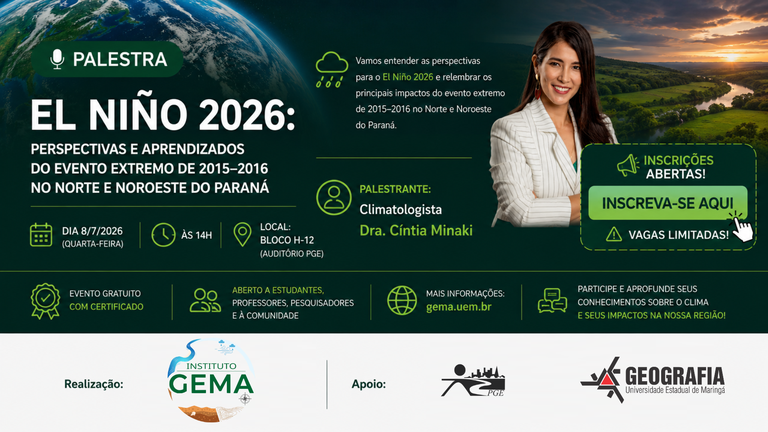El Niño 2026: perspectivas e aprendizados do evento extremo de 2015–2016 no Norte e Noroeste do Paraná El Niño 2026: perspectivas e aprendizados do evento extremo de 2015–2016 no Norte e Noroeste do Paraná